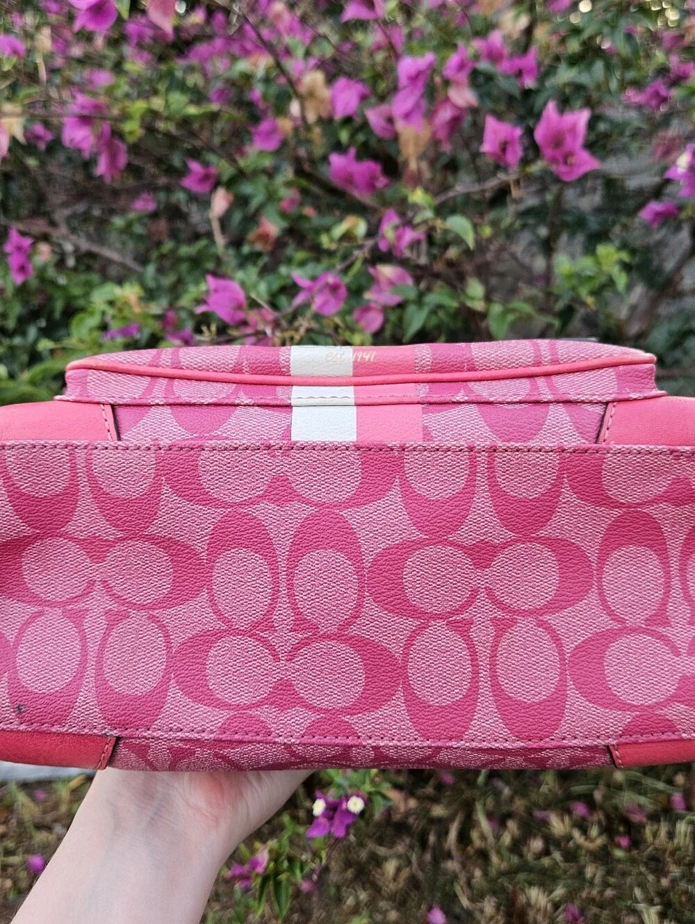 Coach Y2K Signature Hertitage Stripe Small Domed Satchel Hot Pink 13194